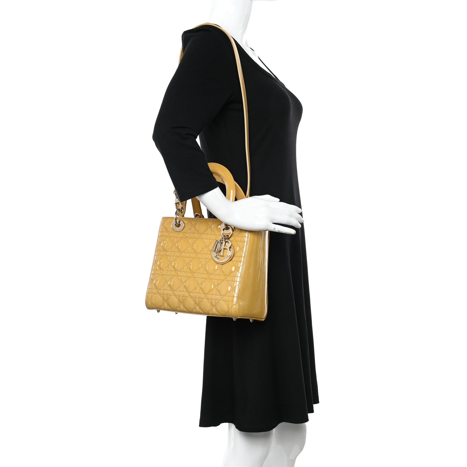 Christian Dior Patent Cannage Medium Lady Dior Beige 3 of 10