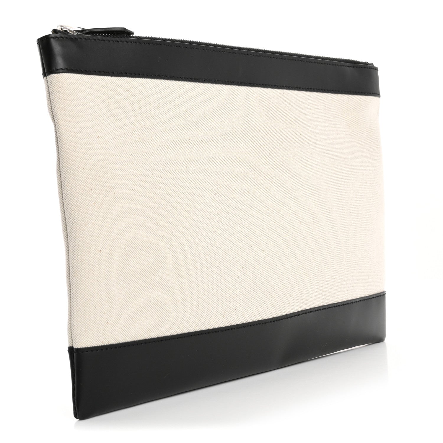 Balenciaga Calfskin Cotton Canvas Logo Clutch Black 3 of 7
