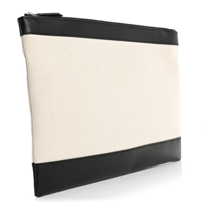 Balenciaga Calfskin Cotton Canvas Logo Clutch Black 3 of 7