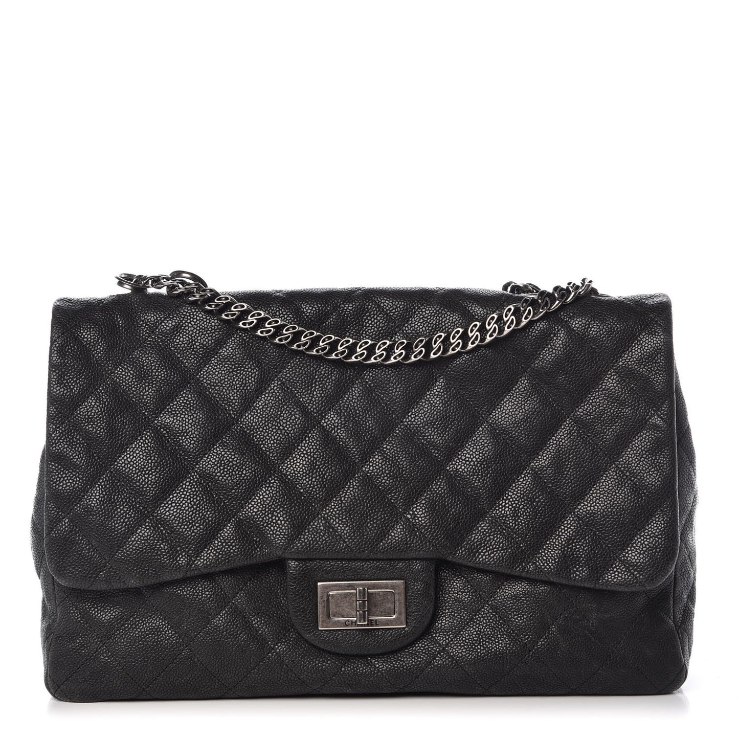 Washed Caviar Quilted 2.55 Reissue 227 Bijoux Chain Flap Black