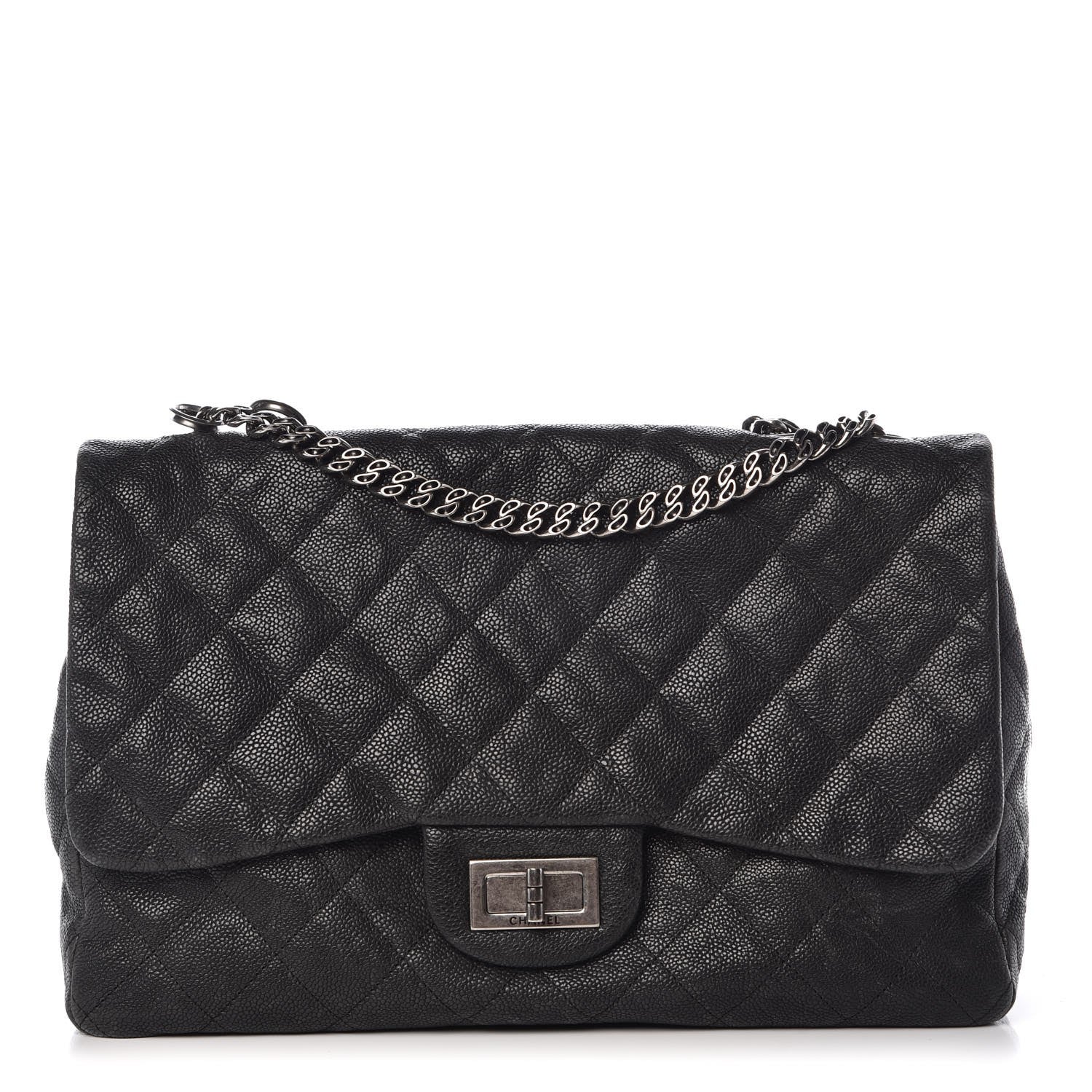 Chanel Washed Caviar Quilted 2.55 Reissue 227 Bijoux Chain Flap Black 1 of 16
