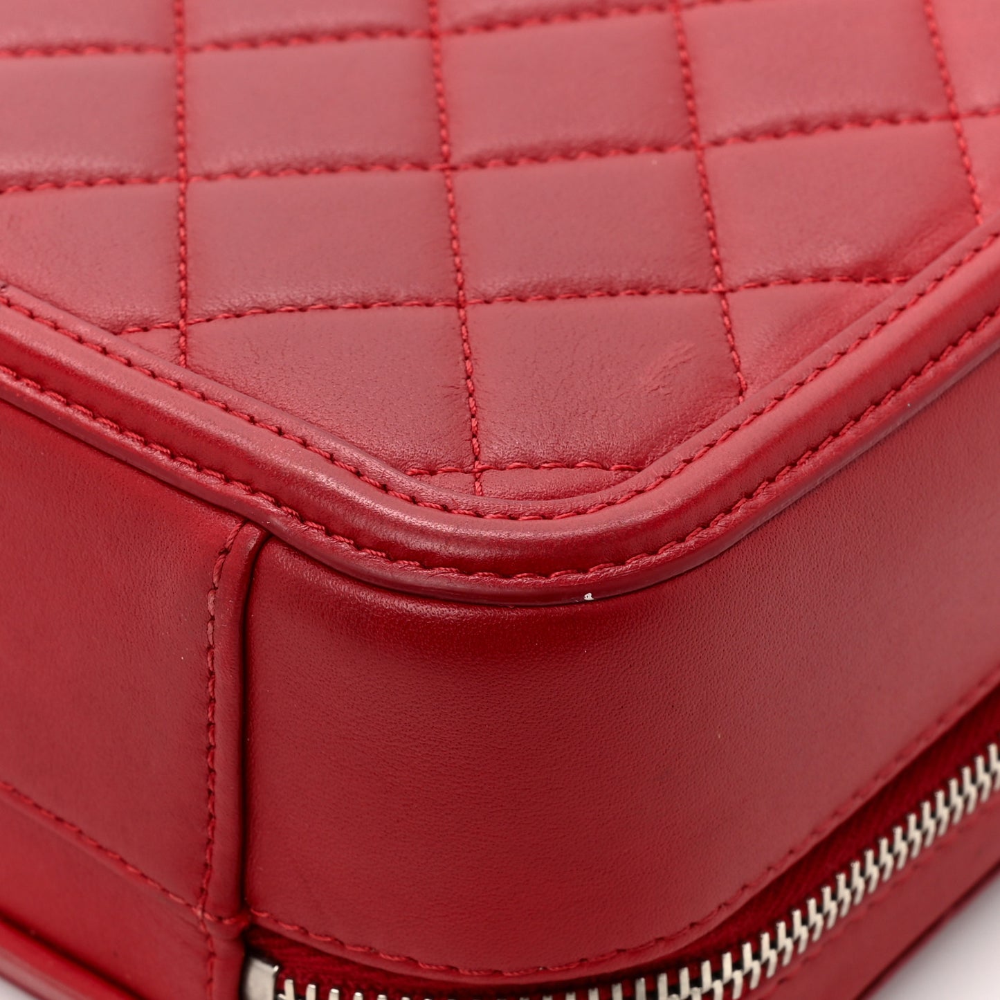 Lambskin Quilted Medium CC Filigree Vanity Case Dark Red