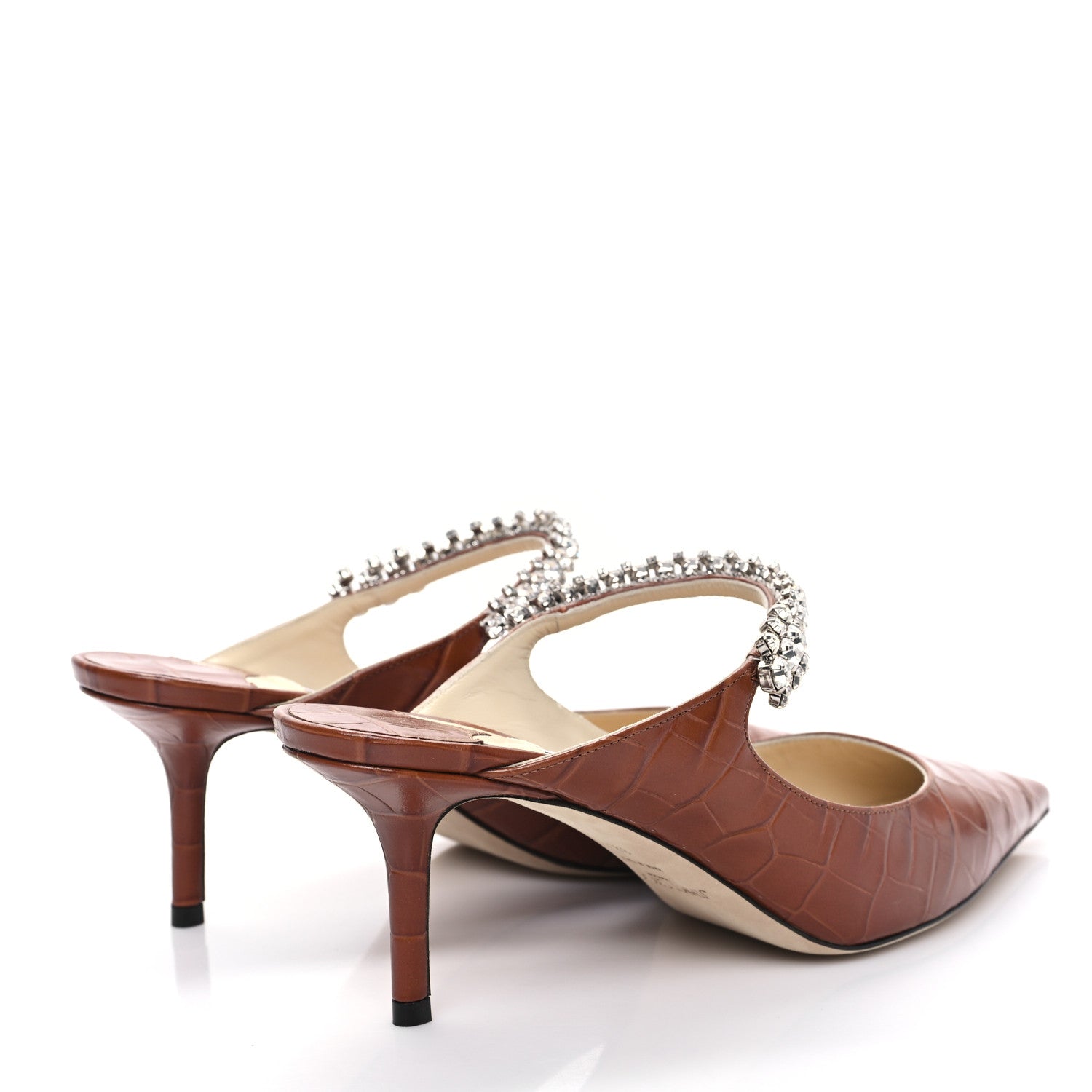 Jimmy Choo Crocodile Embossed Crystal Bing 65 Pumps 39.5 Tan 4 of 9