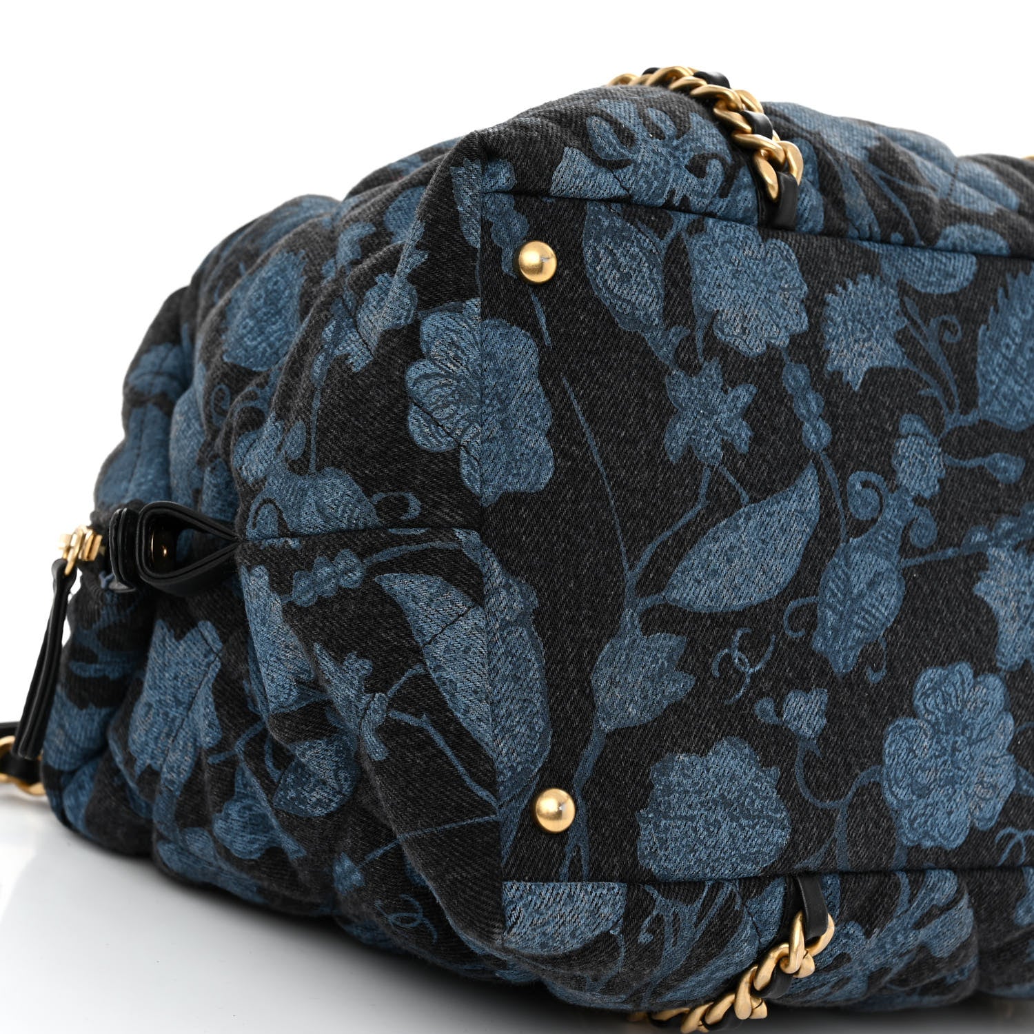 Chanel Denim Printed Destination Chenonceau Shoulder Bag Blue Black 9 of 10