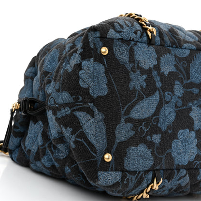 Chanel Denim Printed Destination Chenonceau Shoulder Bag Blue Black 9 of 10