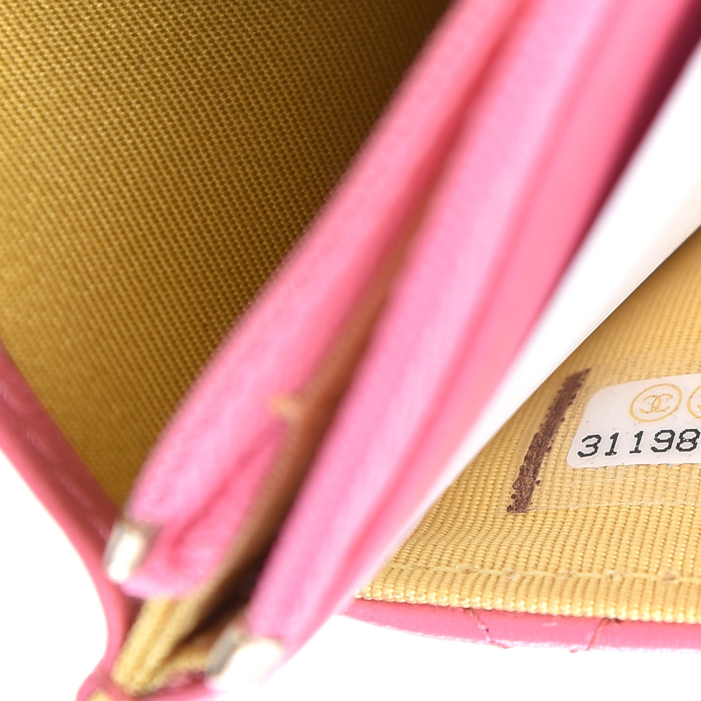 Lambskin Quilted Wallet On Chain WOC Pink Yellow