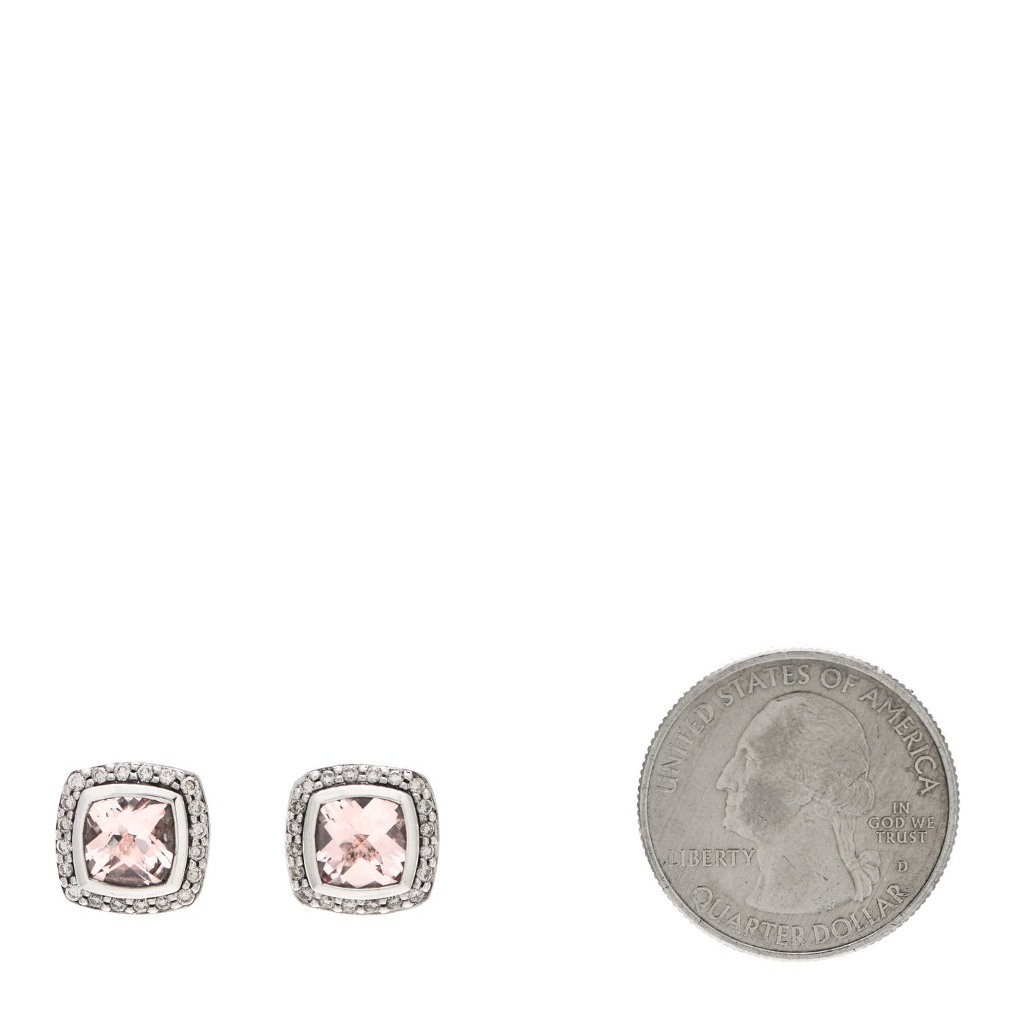 Sterling Silver Diamond Morganite 7mm Petite Albion Earrings