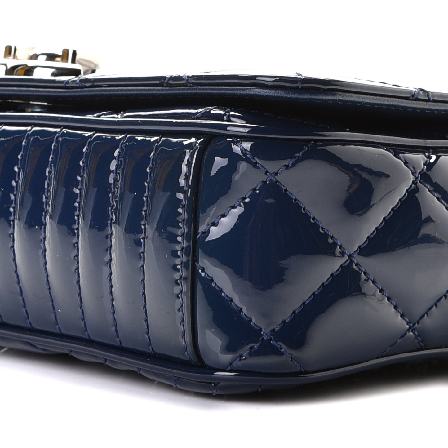 Patent Quilted Small Coco Boy Flap Navy