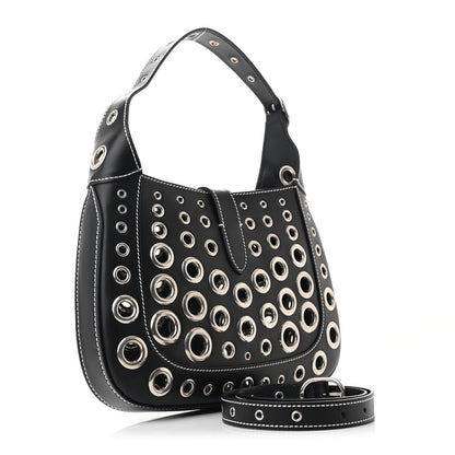 Gucci Calfskin Ha Ha Ha Jackie 1961 Eyelet Hobo Black 3 of 10