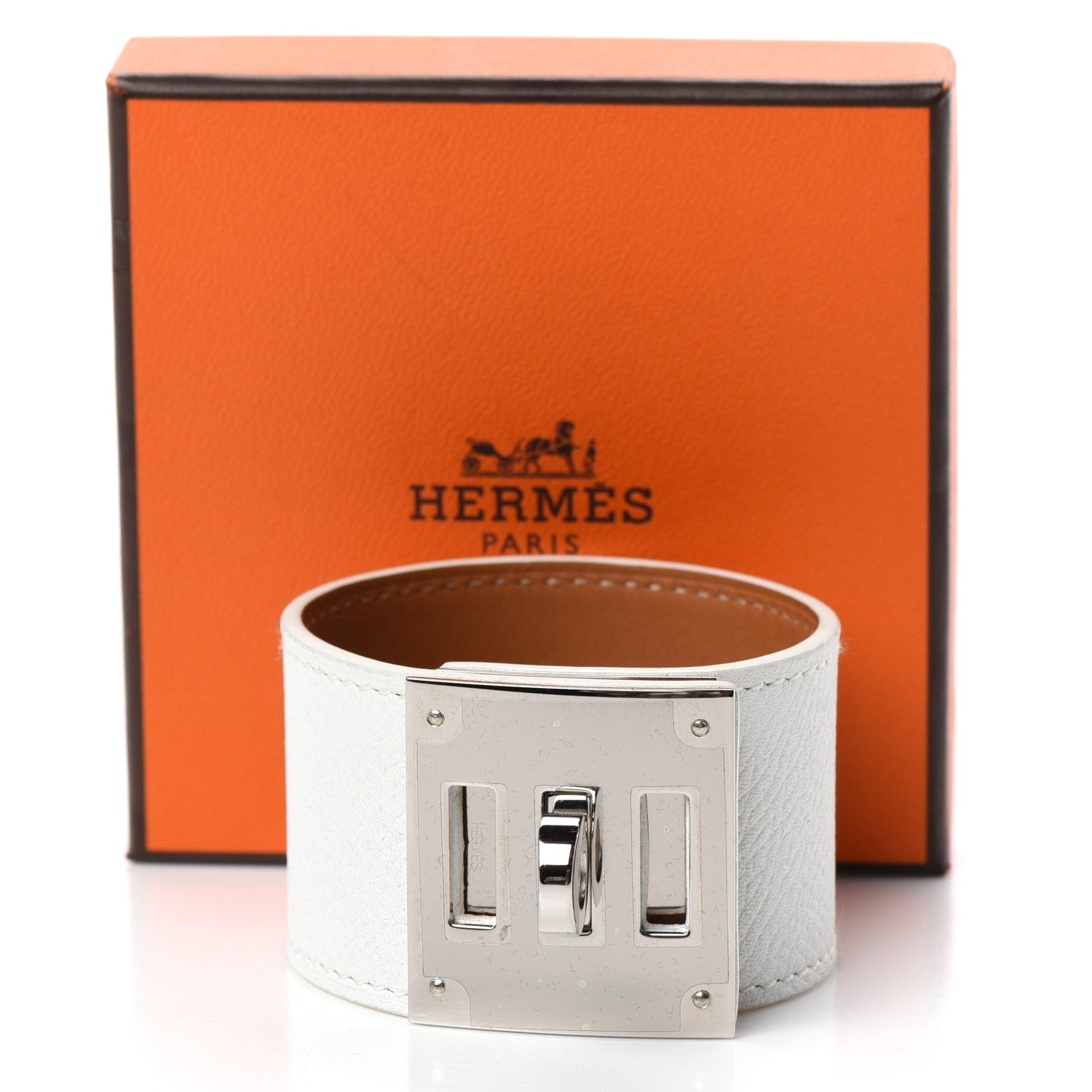 Hermes Epsom Kelly Dog Bracelet White 5 of 5