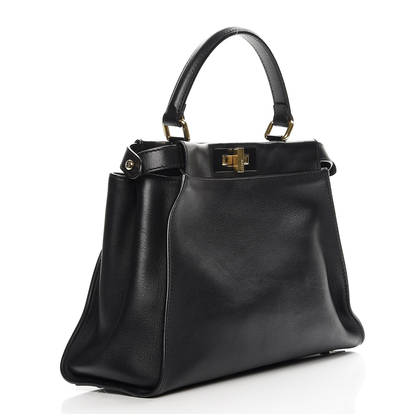 Vitello Seta Shiny Nappa Medium Peekaboo Iconic Satchel Black