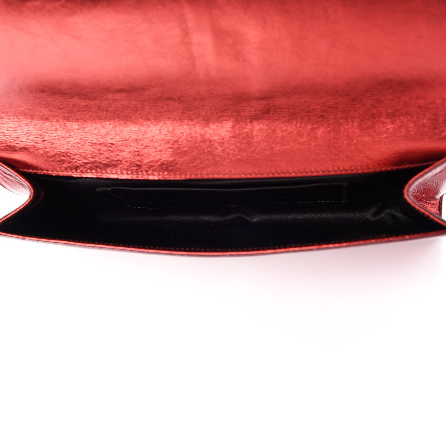 Saint Laurent Metallic Calfskin Large Belle De Jour Clutch Red 7 of 11