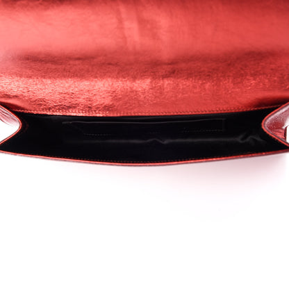 Saint Laurent Metallic Calfskin Large Belle De Jour Clutch Red 7 of 11