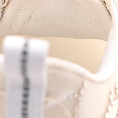 Gucci Tela Retino Mesh Crystal Suede GG Monogram Womens Gucci Run Sneakers 37.5 Off White Silver 9 of 10