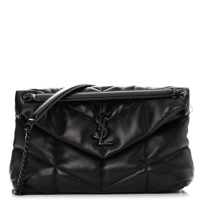 Saint Laurent Lambskin Quilted Monogram Monochrome Small Loulou Puffer Chain Satchel Black 1 of 11