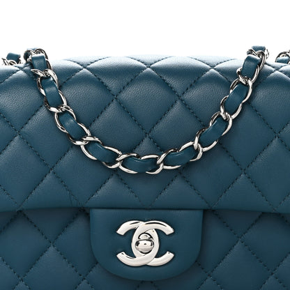 Chanel Lambskin Quilted Mini Rectangular Flap Dark Blue 8 of 12