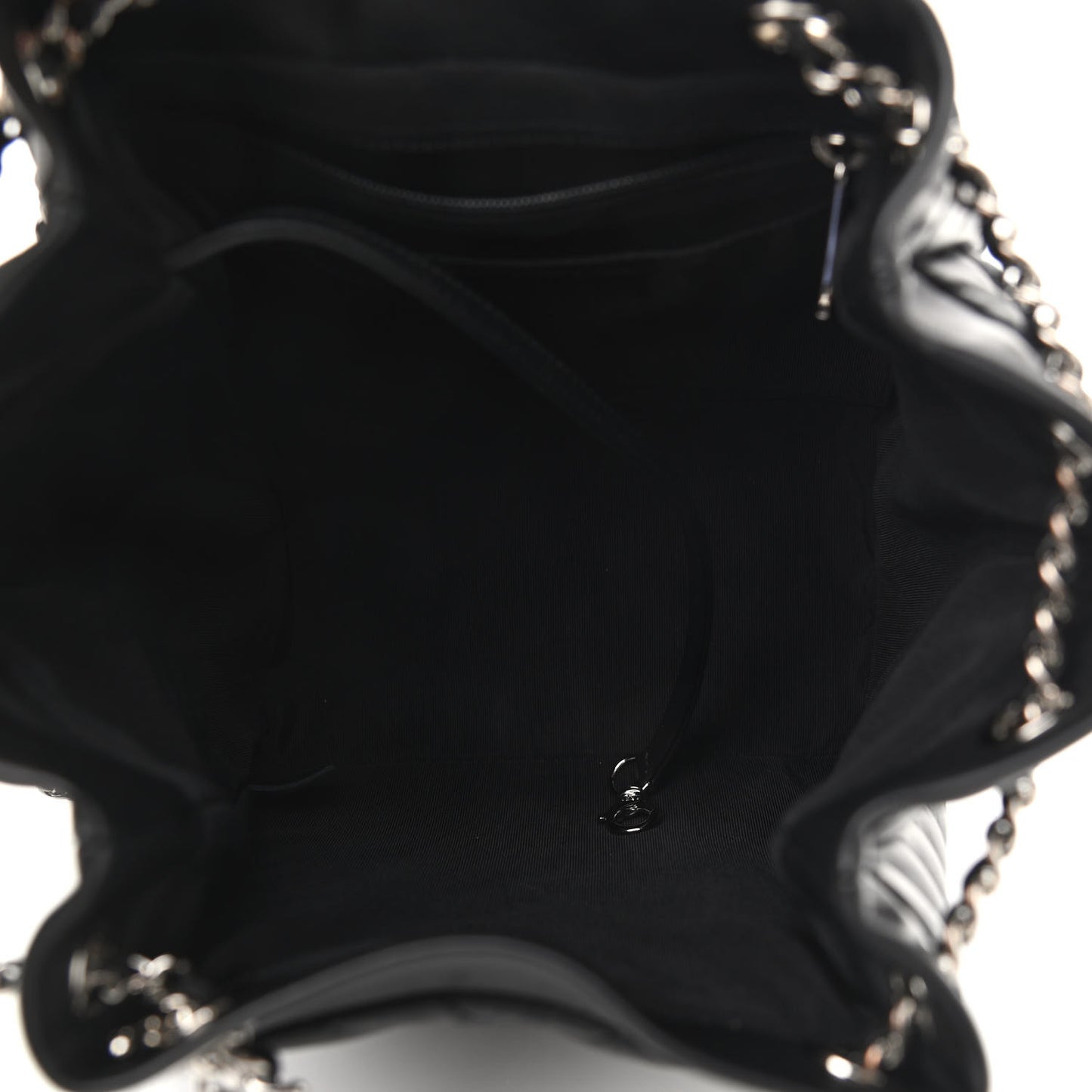 Lambskin Chevron Small Urban Spirit Drawstring Bag Black