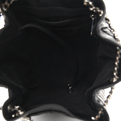 Chanel Lambskin Chevron Small Urban Spirit Drawstring Bag Black 5 of 9