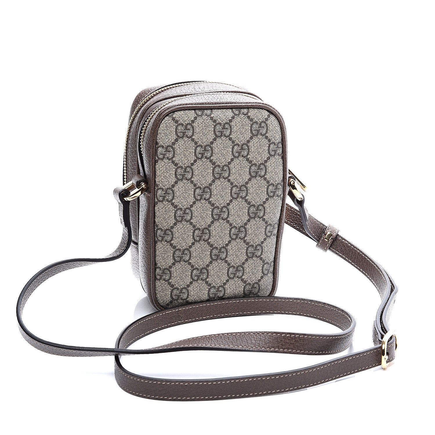 Gucci GG Supreme Monogram Web Mini Ophidia Double Zip Crossbody Bag Beige New Acero 2 of 9
