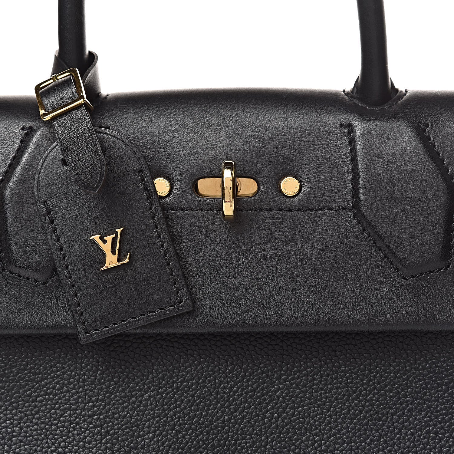 Louis Vuitton Calfskin Taurillon Studded City Steamer One Handle Bag Black 13 of 13