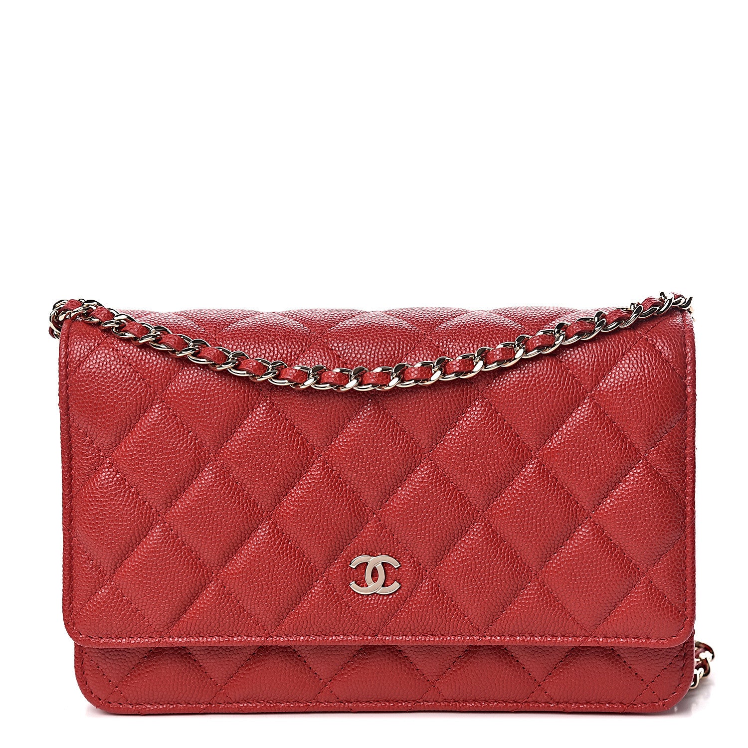 Chanel Caviar Quilted Wallet on Chain WOC Red 1 of 12