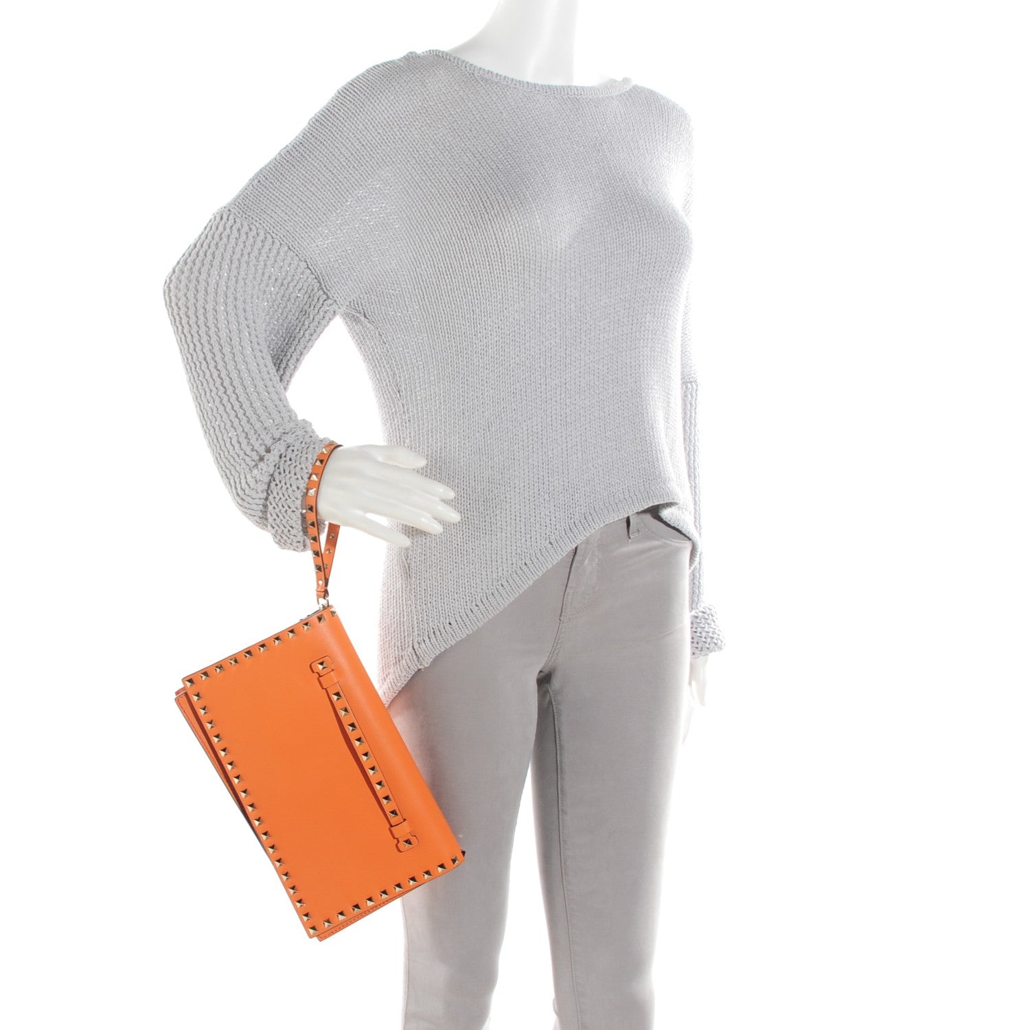 Valentino Garavani Nappa Rockstud Wristlet Clutch Melon Sorbet 2 of 7