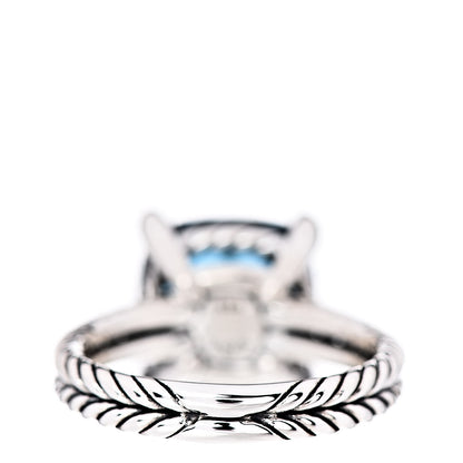 David Yurman Sterling Silver Diamond Hampton Blue Topaz 11mm Chatelaine Ring 52 6 4 of 5