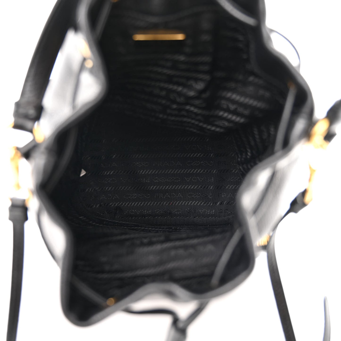 Glace Calfskin Embossed Secchiello Bucket Bag Black