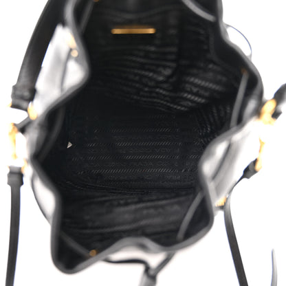 Prada Glace Calfskin Embossed Secchiello Bucket Bag Black 5 of 9