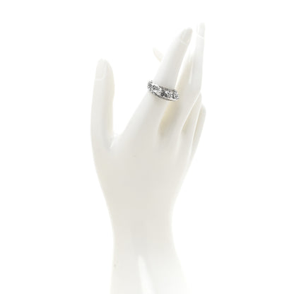 Saint Laurent Crystal Bague Oeuf Arty Band Ring 53 6.5 Silver 2 of 5