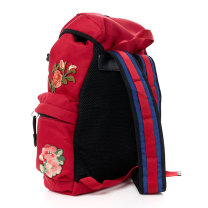 Gucci Techno Canvas L'Aveugle Par Amour Embroidered Double Buckle Backpack Red 3 of 12