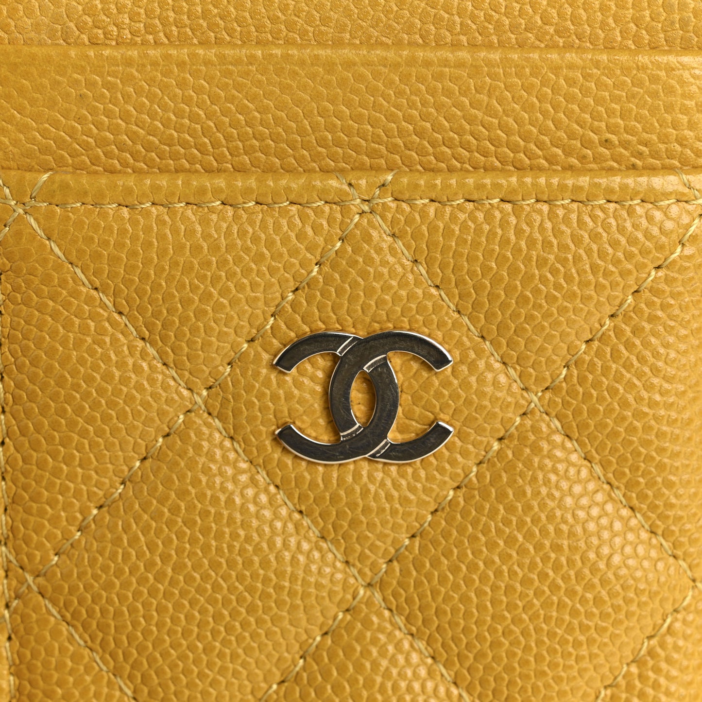 Caviar Quilted Zip Card Holder Yellow
