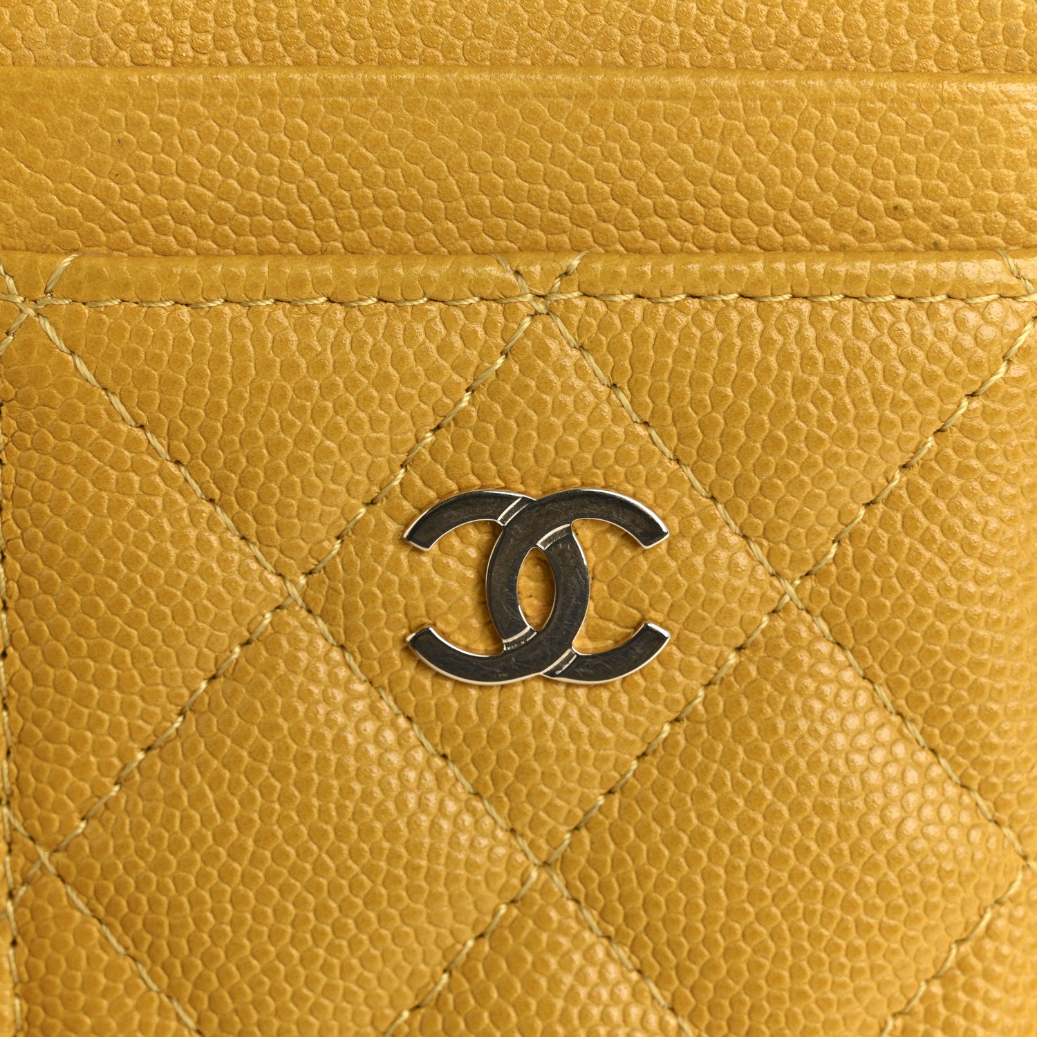 Chanel Caviar Quilted Zip Card Holder Yellow 8 of 9