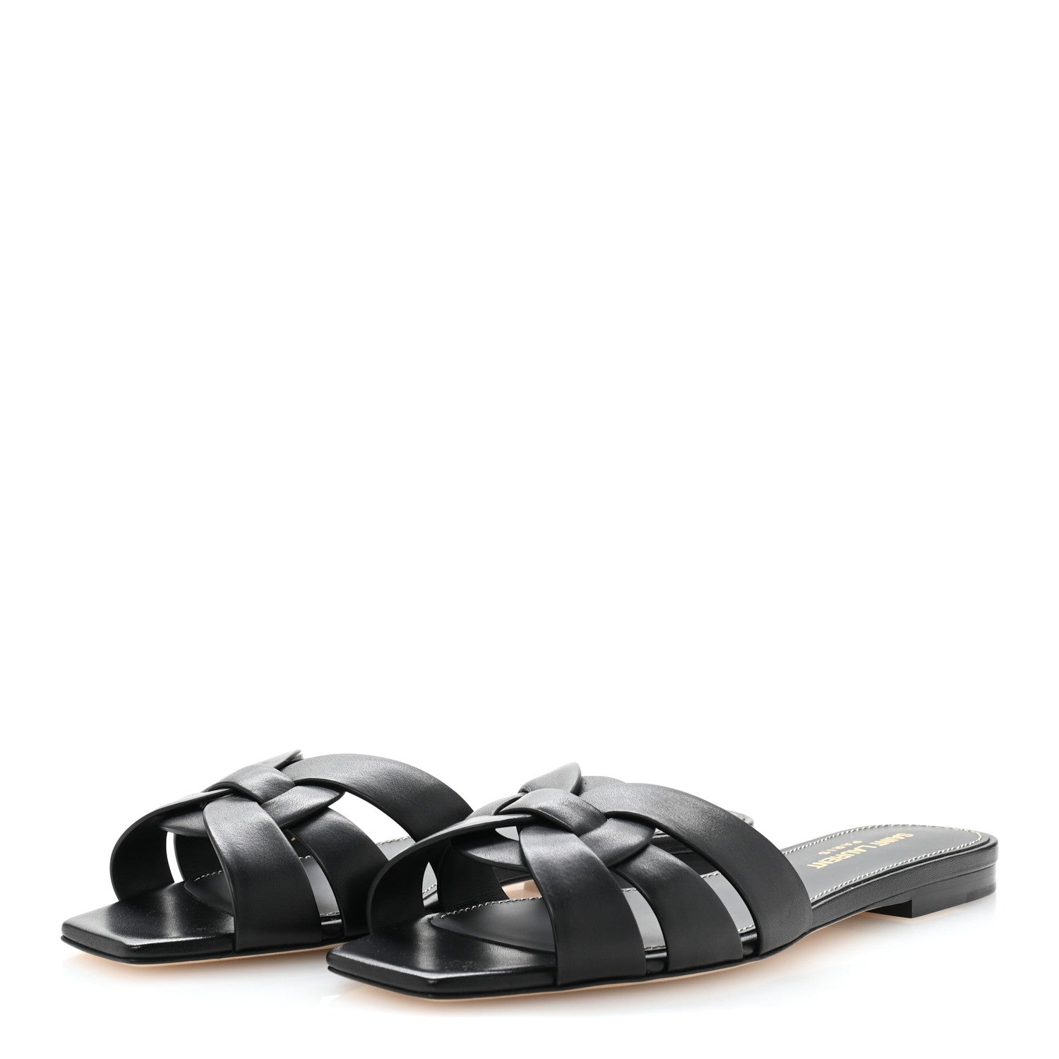 Saint Laurent Calfskin Tribute 05 Slide Sandals 36.5 Black 4 of 10