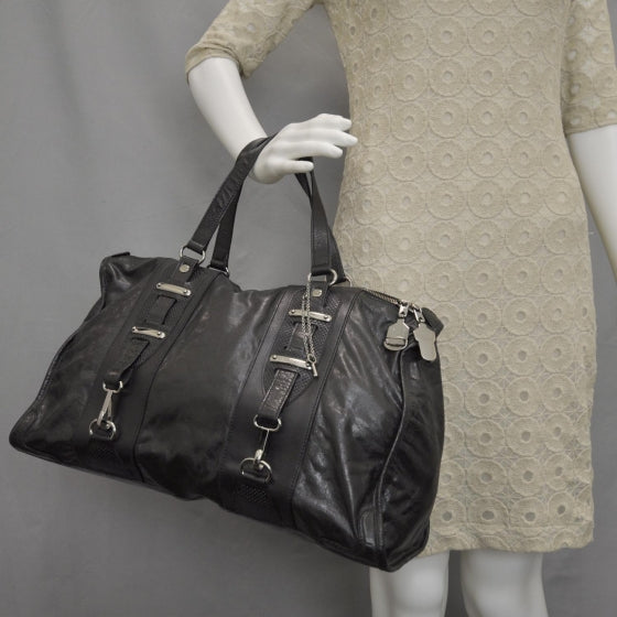 Chevre Perforated Hook Tote Black