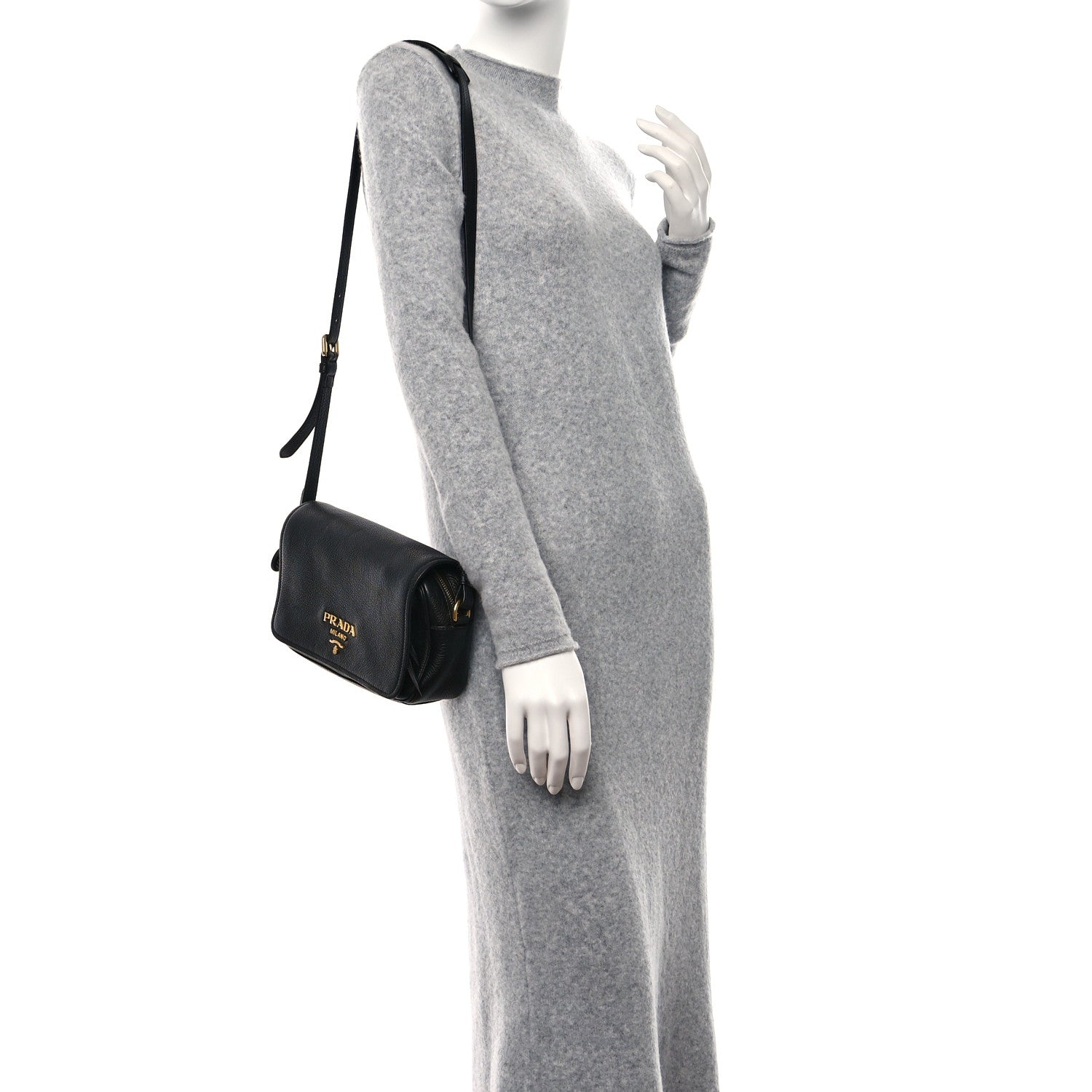 Prada Vitello Phenix Crossbody Bag Black 3 of 8