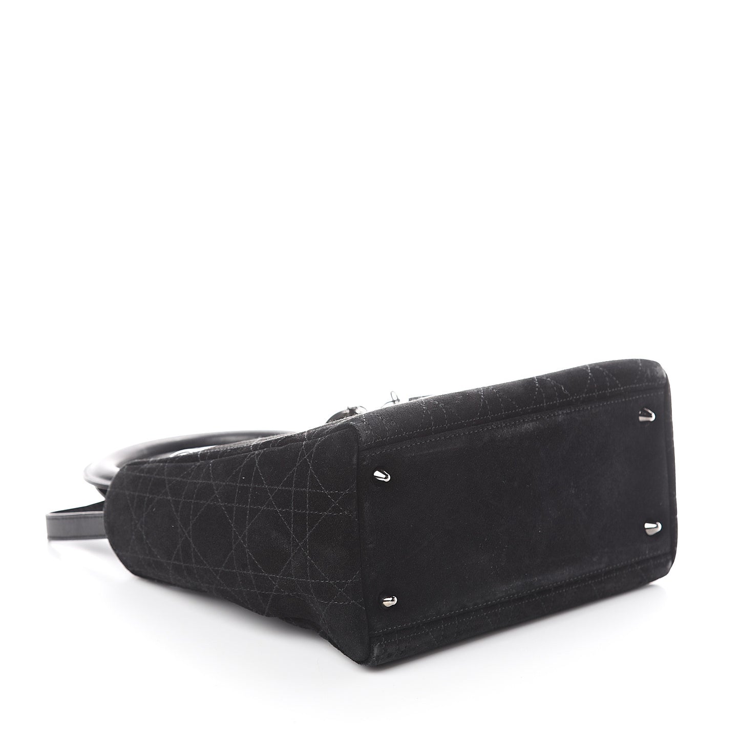 Suede Cannage Stitched Medium Lady Dior Black