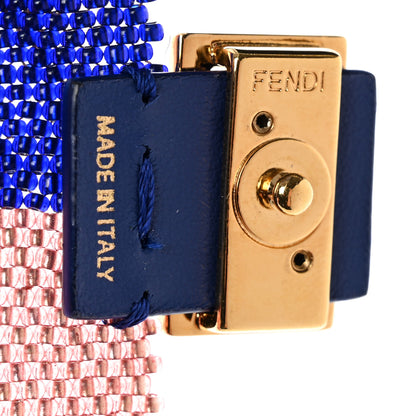 Fendi Glass Beaded Mini Pico Baguette Charm Blue Salmone 4 of 5