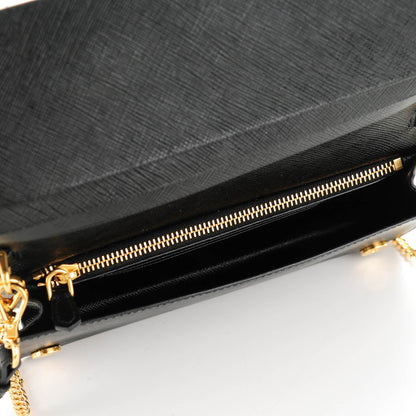 Prada Saffiano Metal Phone Wristlet Crossbody Wallet Black 5 of 7