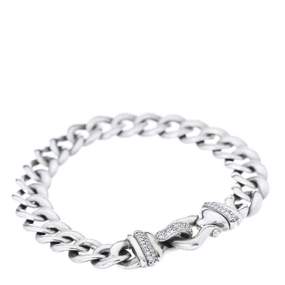 David Yurman Sterling Silver Diamond 10mm Buckle Curb Chain Bracelet 1 of 5