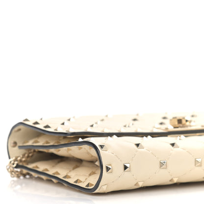 Valentino Garavani Nappa Rockstud Spike Wallet on Chain Light Ivory 8 of 9