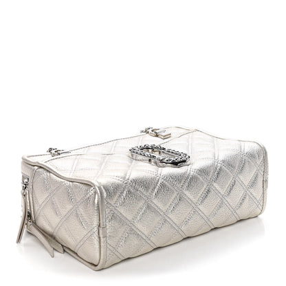Marc Jacobs Metallic Grained Calfskin Quilted Double Stitched The Status Shoulder Bag Platinum 4 of 13