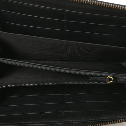 Gucci Calfskin Matelasse GG Marmont Zip Around Wallet Black White 5 of 6