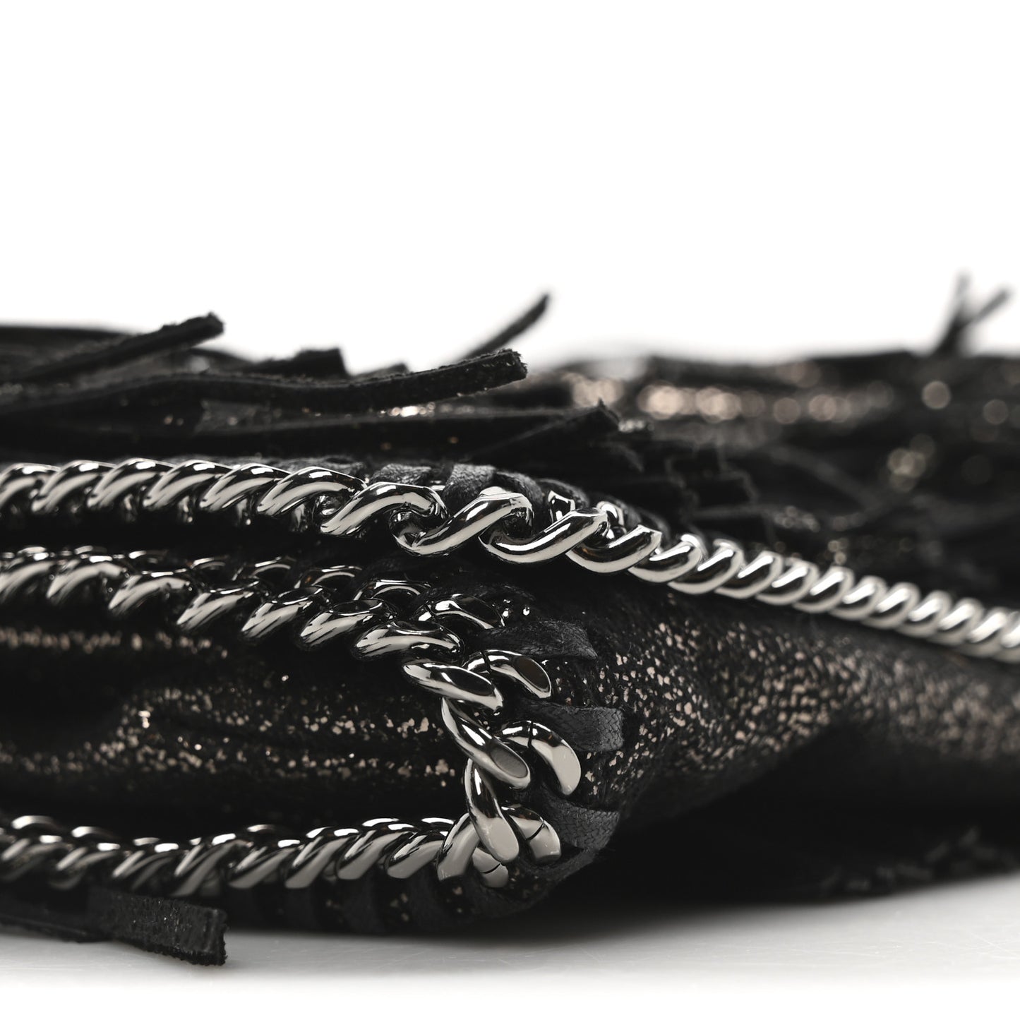 Shaggy Deer Fringe Flat Crossbody Black