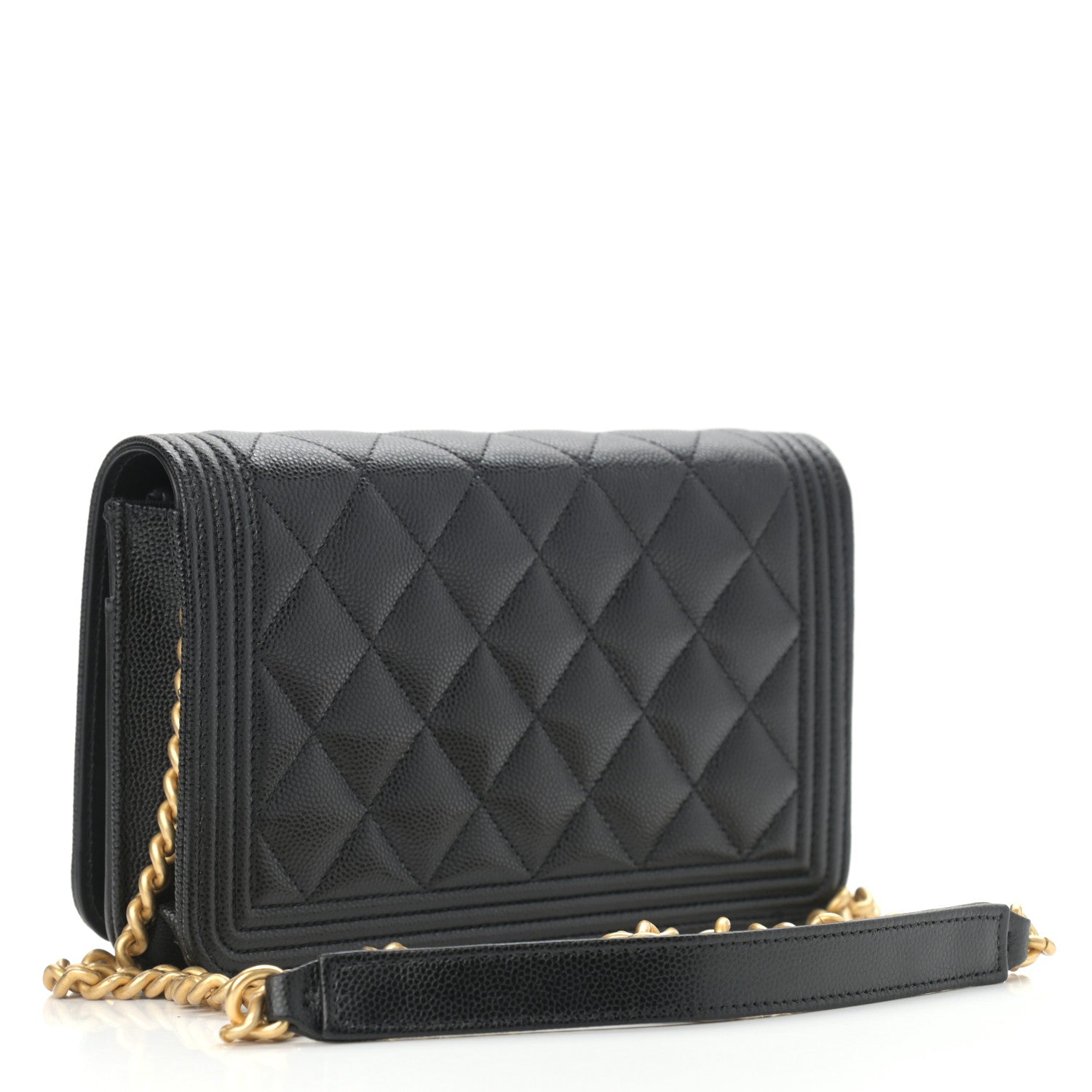 Chanel Caviar Quilted Boy Wallet On Chain WOC Black 3 of 14