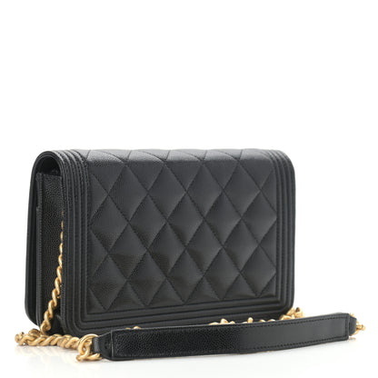 Chanel Caviar Quilted Boy Wallet On Chain WOC Black 3 of 14
