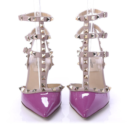 Valentino Garavani Patent Rockstud Ankle Strap Low Heel Pumps 36.5 Purple Poudre 2 of 8