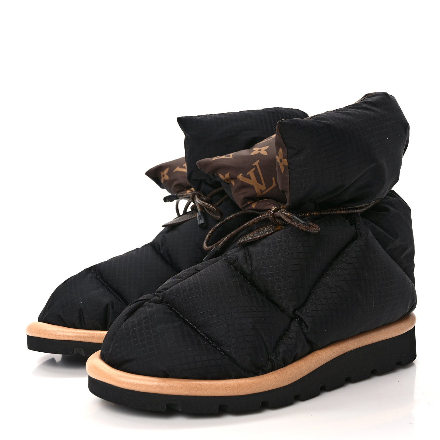 Nylon Monogram Pillow Comfort Ankle Boot 36 Black