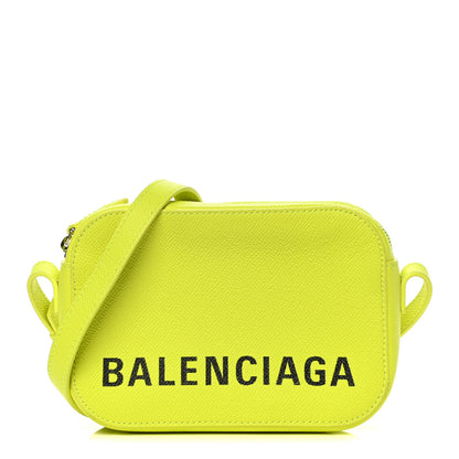 Balenciaga Signature Grained Calfskin Logo XS Ville Camera Bag Acid Green Black 1 of 11