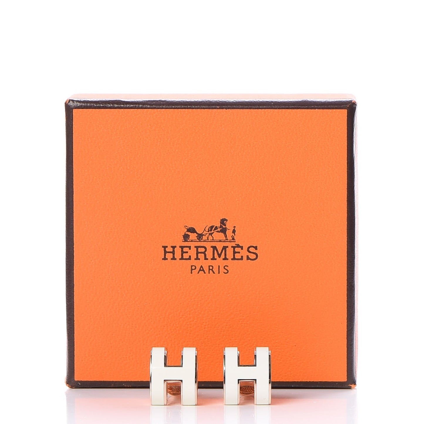 Rose Gold Lacquered Pop H Earrings White